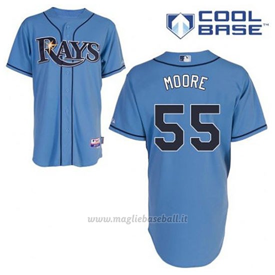 Maglia Baseball Uomo Tampa Bay Rays Matt Moore 55 Blu Alterner Cool Base